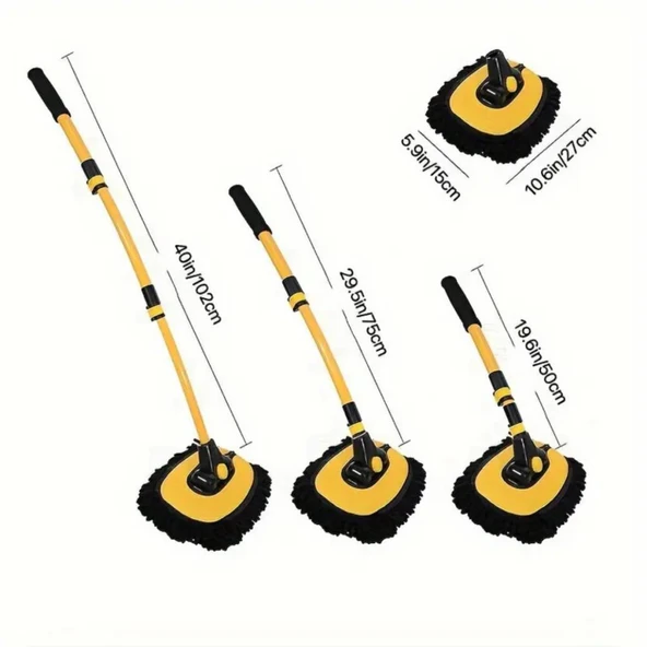 Coofbe Profesyonel Eğimli Teleskopik Mikrofiber Araç Yıkama Fırçası Kuru Islak Oto Yıkama Fırçası - 12