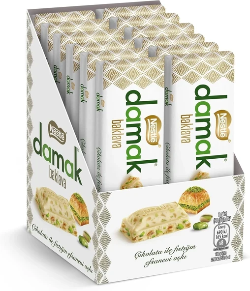 Nestle Damak Antep Fıstıklı Ve Baklavalı Beyaz Çikolata, Baton, 12 Adet X 30gr ürün görseli 1