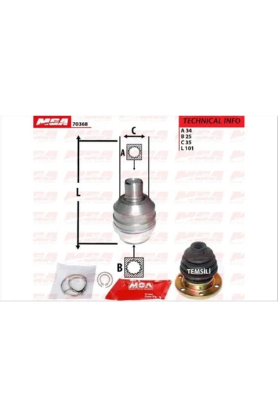 Mga 70368 Aks Kafası Ic Sag ( Opel : Vectra A 95-- 2.0 ) 34×25×35