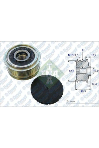 INA 535018710 Alternator Kasnagı Accent 05 Sonrasi Era Elantra 06 Sonrasi Getz 03 Sonrasi I20 ürün görseli 1
