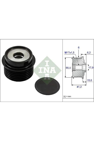 INA 535023110 Alternatör Kaşnağı Rulmanlı Toyota Auriş Corolla 1.6 1.8 6 Kanal ürün görseli 1