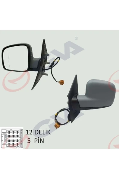 GVA 1075528 Dış Dikiz Aynası Sol Transporter T5 Caravelle 04 Elektrikli Isıtmalı Astarlı Asferik 5 Fiş Vm-373ehp