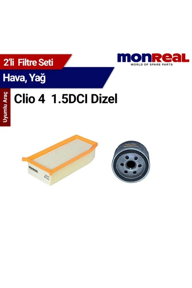 Monreal 2 Clio 4 1.5DCI Dizel Filtre Seti (Hava-Yağ) -