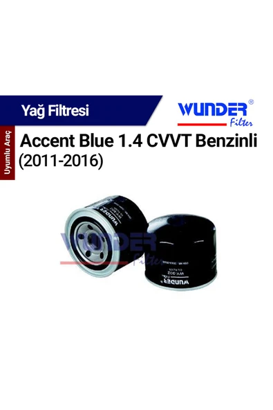 WUNDER O Accent Blue 1.4 CVVT Benzinli 2011-2016 Filtresi (Yağ) - - 1