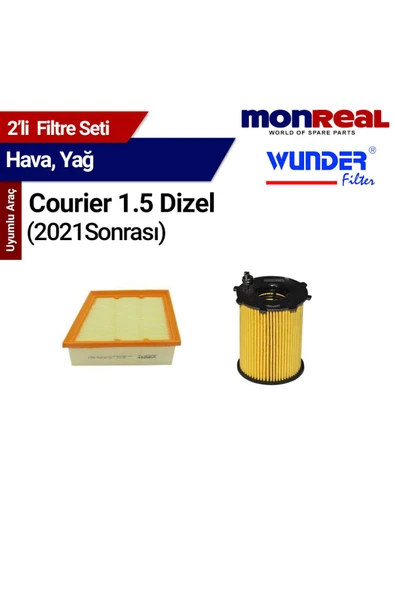 Monreal 2 Courier 1.5 Dizel 01 Sonrası Filtre Seti (Hava-Yağ)  - -WUNDER ürün görseli 1