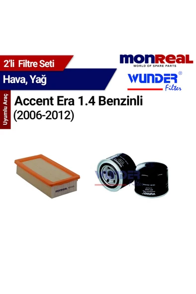 Monreal 2 Accent Era 1.4 Benzinli 006-01 Filtre Seti (Hava-Yağ) -  -WUNDER - 1