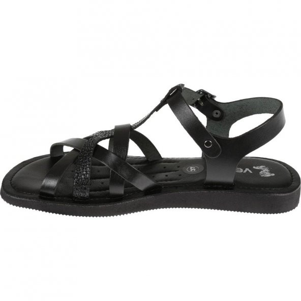 VENÜS 20980208 HAFİF DÜZ TABAN KADIN DERİ SANDALET - 3