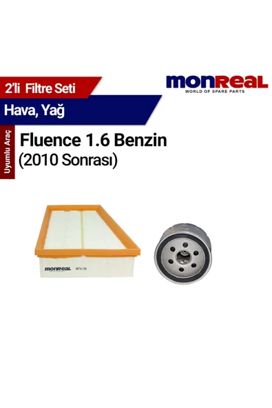 Monreal 2 Fluence 1.6 Benzin 010 ve Sonrası Filtre Seti (Hava-Yağ) - ürün görseli 1