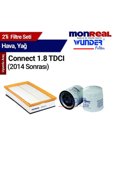 Monreal 2 Ford Connect 1.8 TDCI 00-013 Filtre Seti (Hava-Yağ) - -WUNDER ürün görseli 1