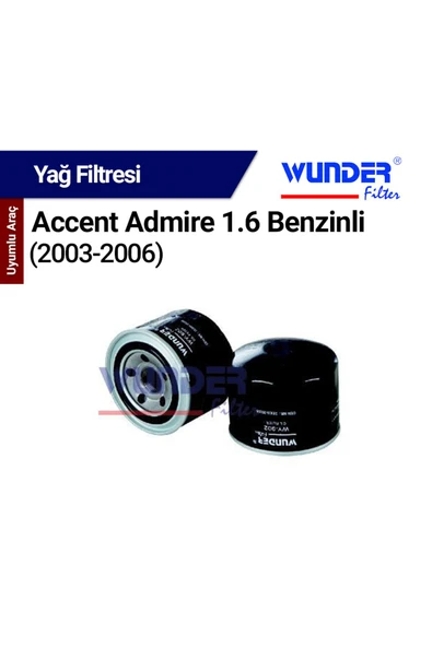 WUNDER O Accent Admire 1.6 Benzinli 2003-2006 Filtresi (Yağ) - ürün görseli 1