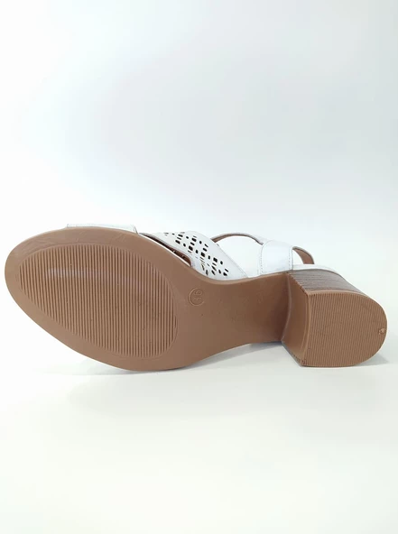 VENÜS 1857209Y KADIN DERİ TOPUKLU SANDALET - 6