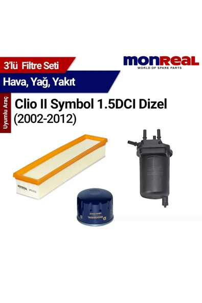 Monreal 3 Clio II Symbol 1.5 DCI (2002-2012) Filtre Seti (Hava-Yağ-Yakıt) - ürün görseli 1