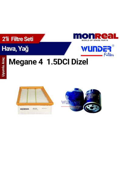 Monreal 2 Megane 4 1.5DCI Dizel Filtre Seti (Hava-Yağ) - -WUNDER ürün görseli 1