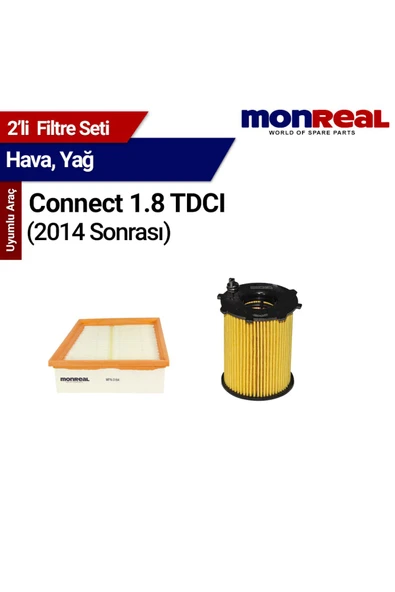 Monreal 2 Ford Connect 1.8 TDCI 014 Sonrası Filtre Seti (Hava-Yağ) ürün görseli 1