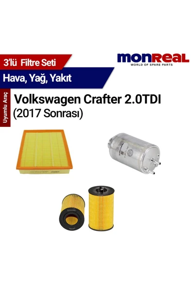 WUNDER 3 Crafter 2.0 TDI 2017 ve Sonrası Filtre Seti (Hava-Yağ-Yakıt) - MONREAL- ürün görseli 1