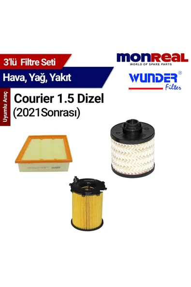 Monreal 3 Courier 1.5 Dizel 2021 Sonrası Filtre Seti (Hava-Yağ-Yakıt)  - -WUNDER