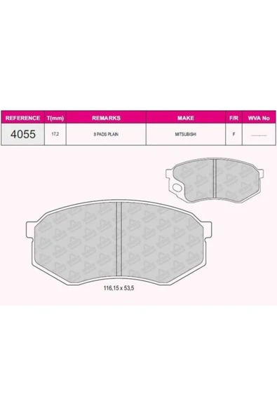 Beşer 4055 On Fren Balatası Mıtsubıshı Center Fuso F511 Yenı Beser ürün görseli 1