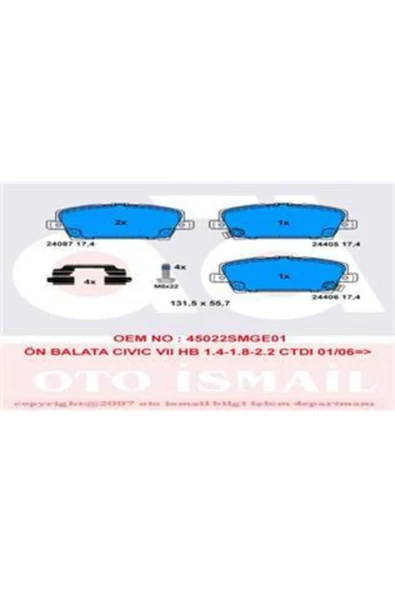 TRW GDB3407 - Ön Fren Balatası Cıvıc Vııı 2005 - 2012 ürün görseli 1