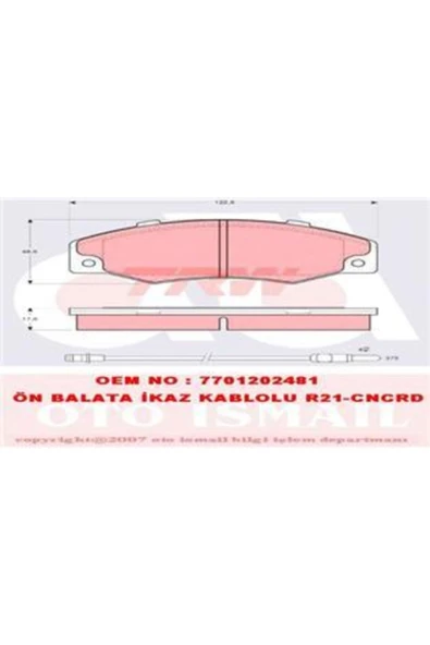 TRW GDB903 - Ön Fren Balatası R21 1986 - 1997 ürün görseli 1