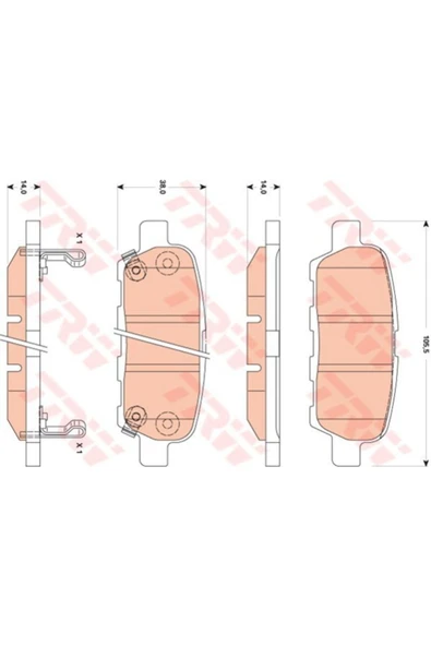 TRW GDB3507 Fren Balatası Arka Koleos 08- / Tııda 07- Qashqai 07-11 X-Traıl 01- Cube 10- ürün görseli 1