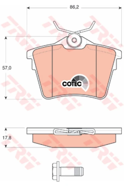 TRW GDB3532 Fren Balatası Ön Hı-Lux Vigo 10- 4Wd ürün görseli 1