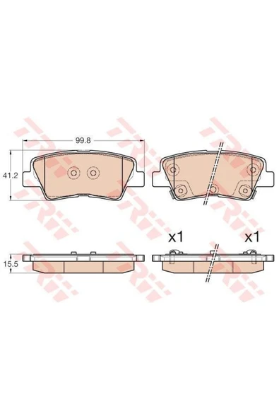 TRW GDB3537 Fren Balatası Arka I30 12> / Ceed 12> / Aurıs 12> - ürün görseli 1