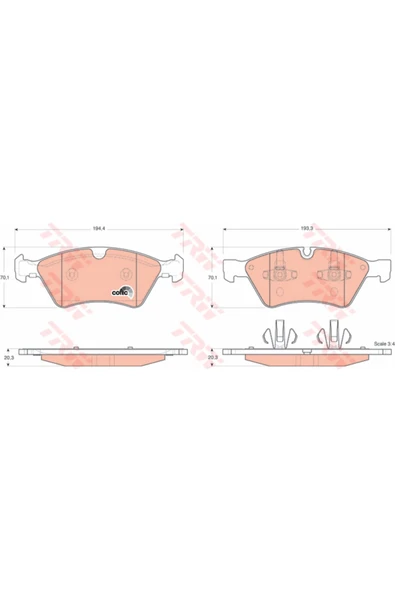 TRW GDB1642 FREN BALATASI ÖN MERCEDES W211 S211 W164 W251 ürün görseli 1