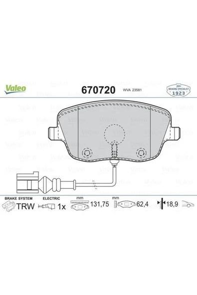 Valeo 670720 Ön Fren Balatası Fabia Roomster Fişli -Uyumlu ürün görseli 1