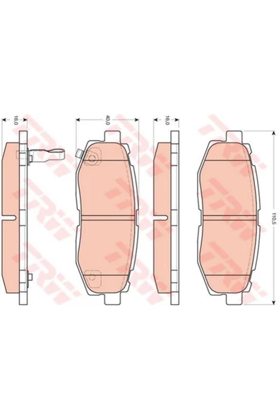 TRW GDB3442 - Arka Fren Balatası Gt 86 2012 - / Brz 2012 -... ürün görseli 1