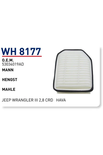 Wunder WH8177 Wh8177 Hava Filtresi - Jeep Wrangler Iıı 2,8 Crd Uyumlu ürün görseli 1