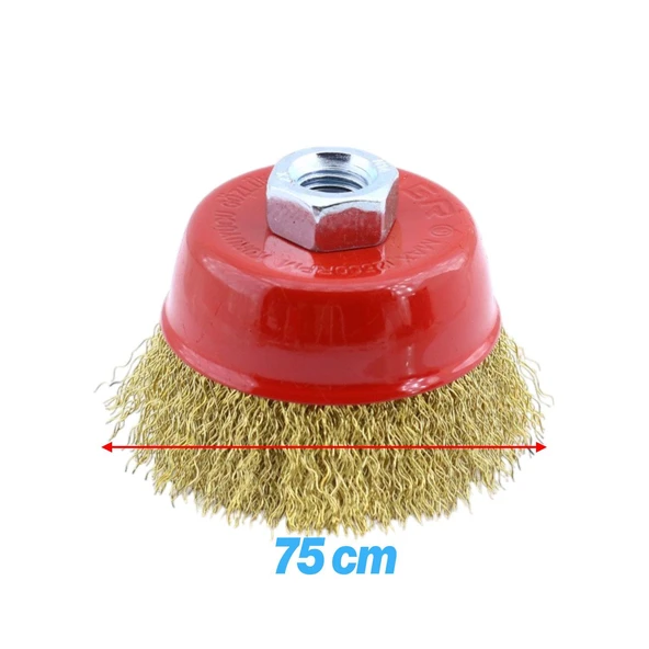 Çanak Fırça Saçaklı 75 mm Pas Kir Toz Temizleme Metal Temizlik Fırçası - 2