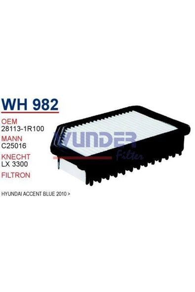 Wunder WH982 Wh982 Hava Filtresi - Hyundai Accent Blue 2010 - ürün görseli