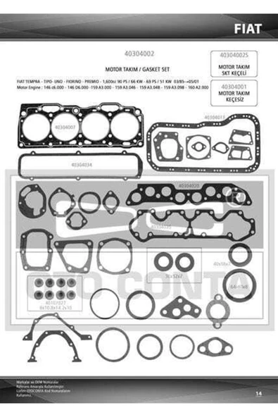 40304002 Motor Takım Conta Murat 131 Slx Tempra Tipo Silikon Keçeli - 1