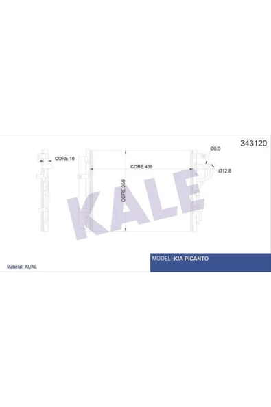 Kale 343120 Klıma Radyatoru Komple Kıa Pıcanto 2011 - 475x348x16 ürün görseli