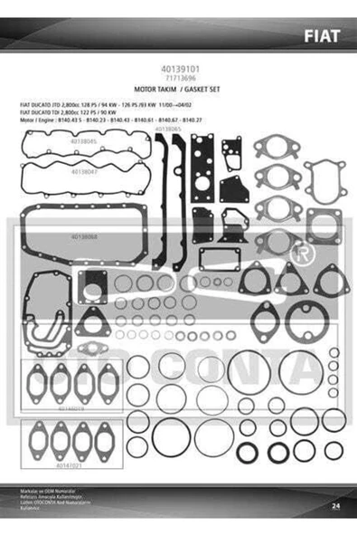 40139101 Motor Takım Conta Jumper 2.800 Hdı 128ps 94kw 8140.43s 814043 Keçesiz ürün görseli
