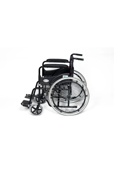 WİTRA E100 Standart Manuel Tekerlekli Sandalye Ekose Kumaş- Hasta Transfer Sandalyesi - Resim 2