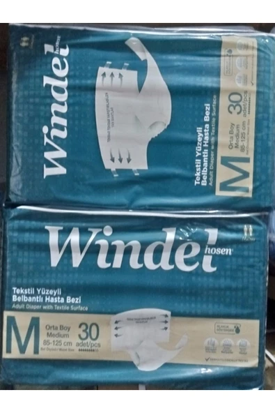 WİNDELHOSEN Textil Yüzeyli Yetişkin Hasta Bezi Orta Boy Windel 85-125 Cm Large 2x30 = 60 Adet ürün görseli