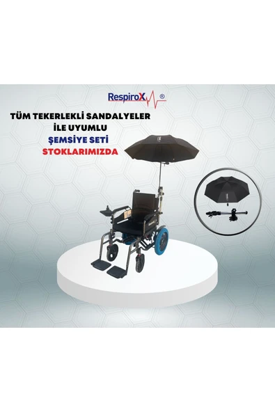RESPİROX TÜM TEKERLEKLİ SANDALYELERE UYGUN ŞEMSİYE + ŞEMSİYE APARATI - 2