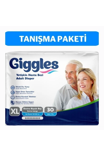 GİGGLES Yetişkin Bel Bantlı Hasta Bezi Extralarge 30 Adet ürün görseli