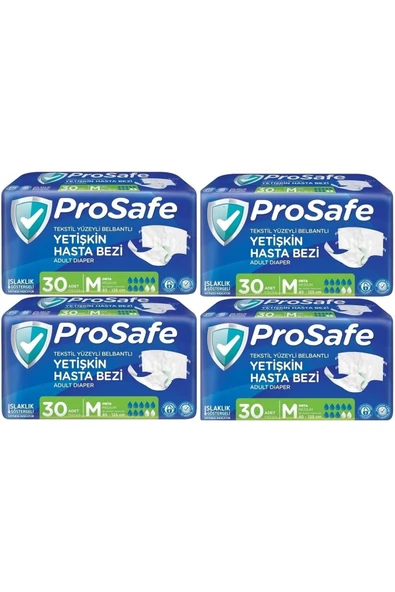 PROSAFE Hasta Bezi Yetişkin Bel Bantlı Tekstil Yüzey M - Medium - Orta Boy 120 Adet (4PK*30) ürün görseli