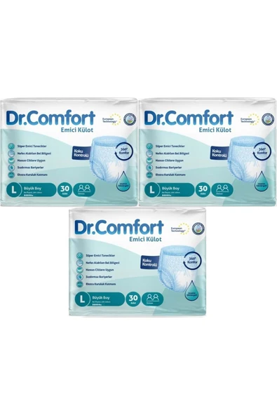 DR.COMFORT Hasta Bezi Yetişkin Emici Külot L-Büyük 90 Adet (3Pk*30) ürün görseli