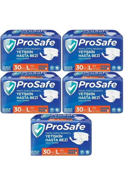 PROSAFE Hasta Bezi Yetişkin Bel Bantlı Tekstil Yüzey L - Large - Büyük Boy 150 Adet (5PK*30) ürün görseli