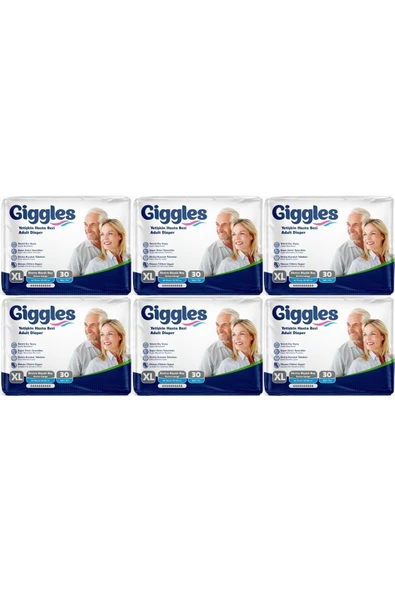 GİGGLES Hasta Bezi Yetişkin Bel Bantlı Tekstil Yüzey Ekstra Büyük (XL) 180 Adet (6PK*30)