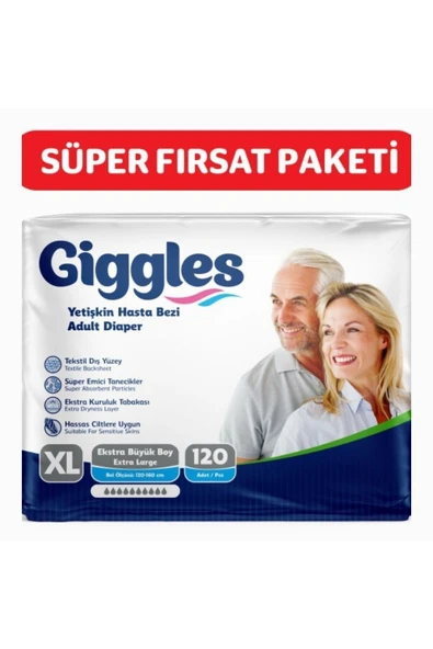 GİGGLES Yetişkin Bel Bantlı Hasta Bezi Extralarge 120 Adet - 1