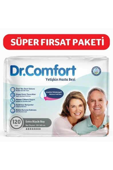 DR.COMFORT Yetişkin Bel Bantlı Hasta Bezi Ekstra Large 120 Adet ürün görseli