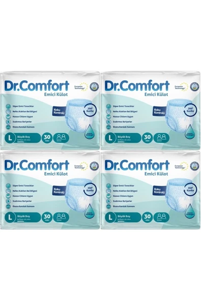 DR.COMFORT Hasta Bezi Yetişkin Emici Külot L-büyük 120 Adet (4PK*30)