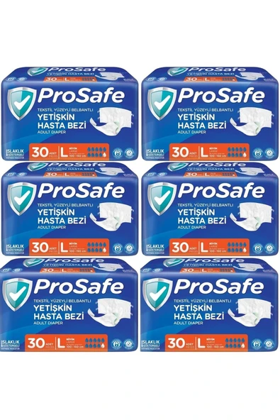 PROSAFE Hasta Bezi Yetişkin Bel Bantlı Tekstil Yüzey L - Large - Büyük Boy 180 Adet (6PK*30) ürün görseli