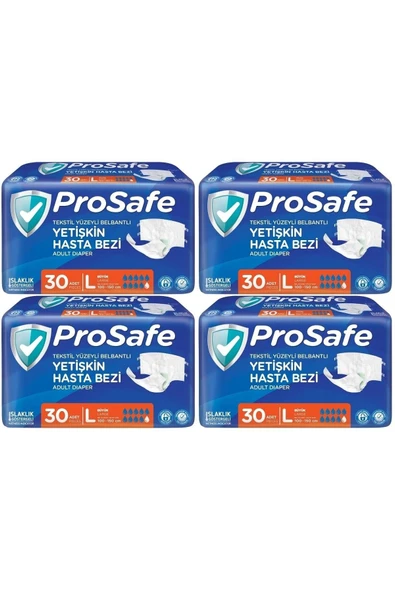 PROSAFE Hasta Bezi Yetişkin Bel Bantlı Tekstil Yüzey L - Large - Büyük Boy 120 Adet (4PK*30) ürün görseli 1