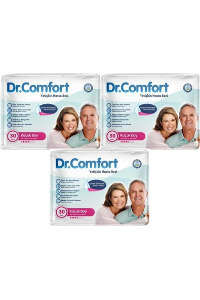 DR.COMFORT Yetişkin Hasta Bezi Bel Bantlı Tekstil Yüzeyli S - Küçük - Small 90 Adet (3PK*30) ürün görseli