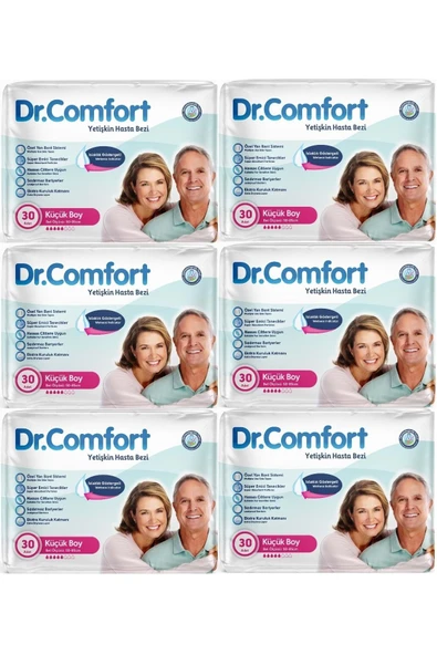 DR.COMFORT Yetişkin Hasta Bezi Bel Bantlı Tekstil Yüzeyli S - Küçük - Small 180 Adet (6PK*30) ürün görseli